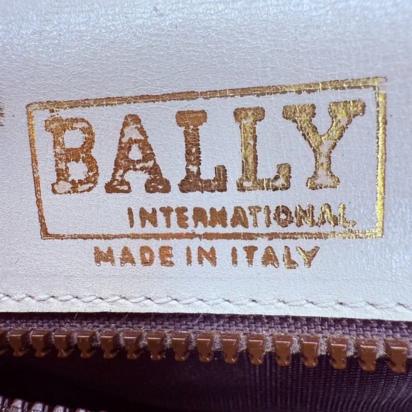VTG 70s Bally International Cream Leather Shoulder Bag Italy Made Gold Hardware - Picture 9 of 14